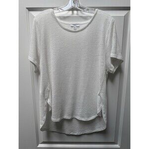 H Halston High Low‎ Sweater Short Sleeve White Women’s Size XL Textured
